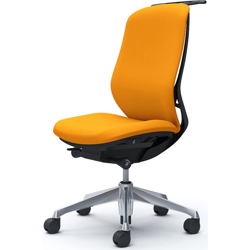 C638BR FSG8 シルフィー 肘なし 背クッション ハイ ブラックボディ ハンガー有 ランバー無 アルミ脚 オカムラ(岡村製作所) オレンジ色   C638BR FSG8