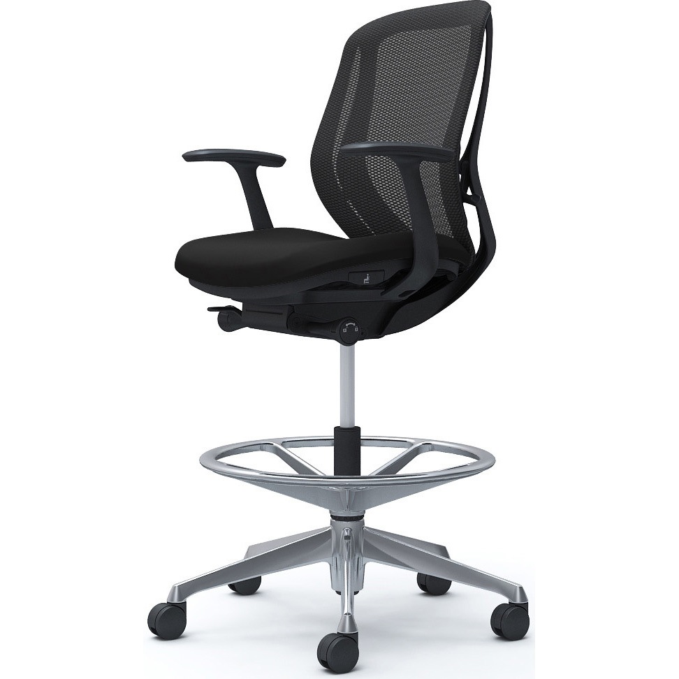 C641HR FMP1 シルフィー 固定肘 背メッシュ ロー ハイチェア ブラックボディ ハンガー無 ランバー無 アルミ脚 1脚 オカムラ(岡村製作所) 【通販モノタロウ】