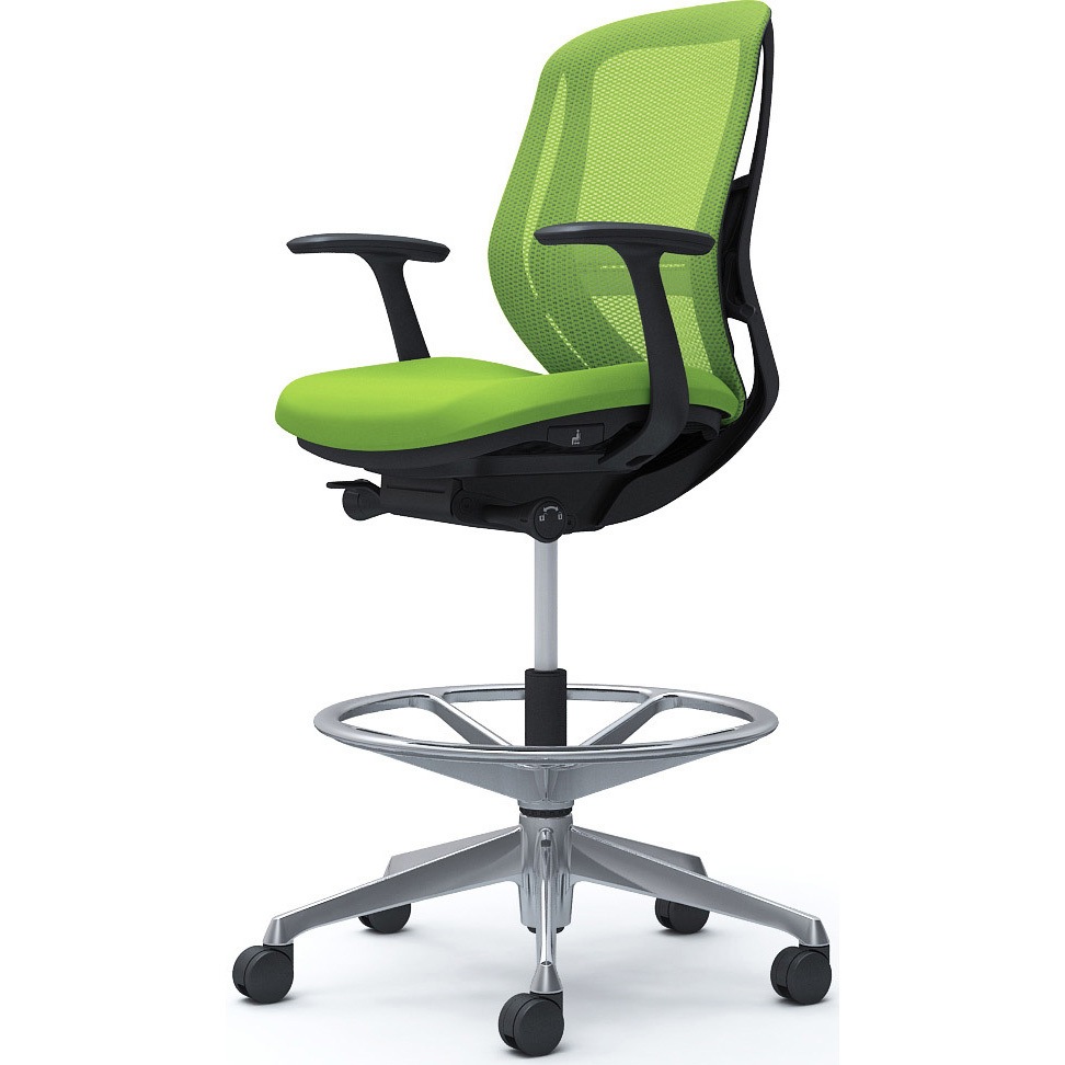 C641HS FMP5 シルフィー 固定肘 背メッシュ ロー ハイチェア ブラックボディ ハンガー無 ランバー付 アルミ脚 1脚 オカムラ(岡村製作所) 【通販モノタロウ】