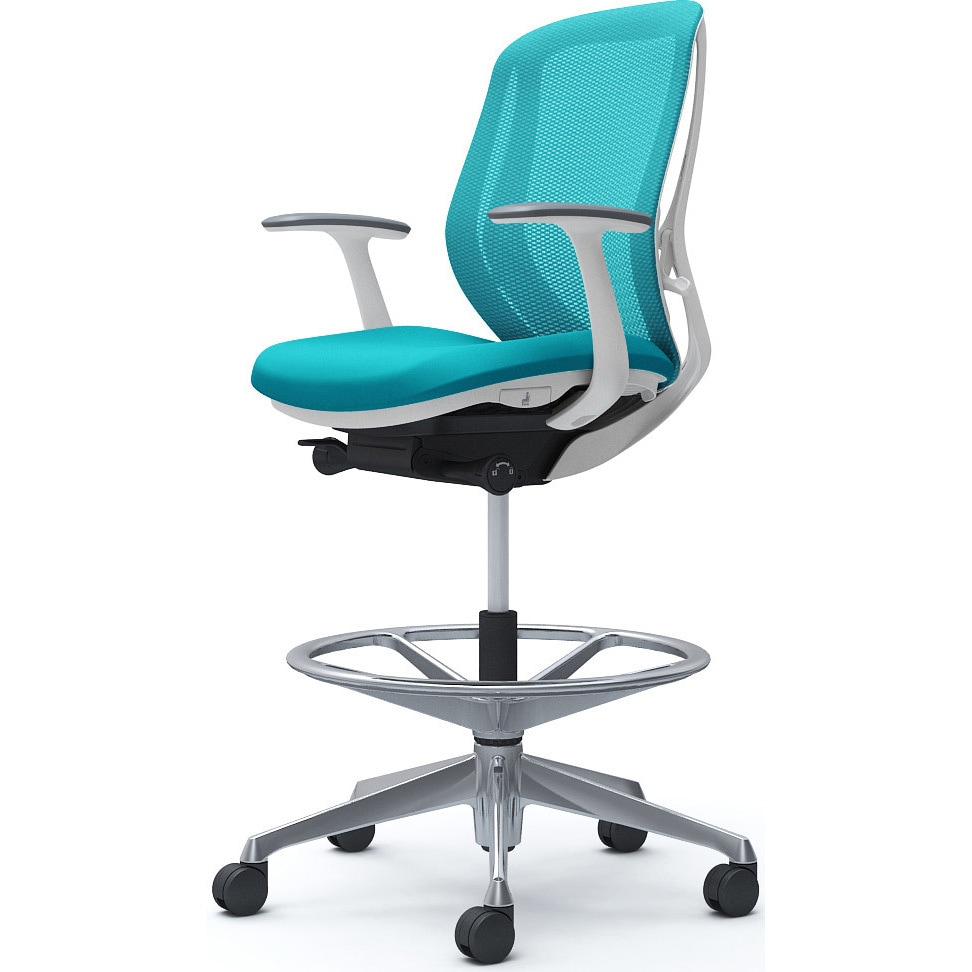 C641HW FMR6 シルフィー 固定肘 背メッシュ ロー ハイチェア ホワイトボディ ハンガー無 ランバー無 アルミ脚 1脚 オカムラ(岡村製作所) 【通販モノタロウ】