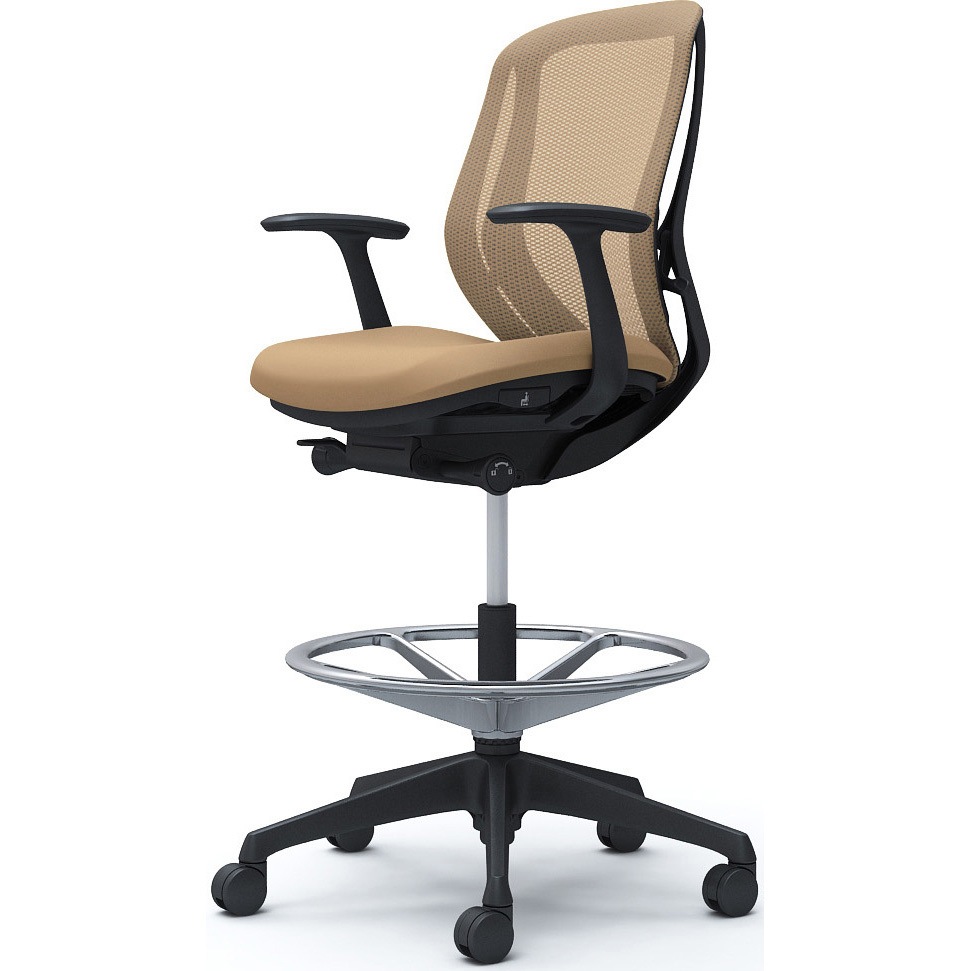 C641JR FMP7 シルフィー 固定肘 背メッシュ ロー ハイチェア ブラックボディ ハンガー無 ランバー無 樹脂脚 1脚 オカムラ(岡村製作所) 【通販モノタロウ】