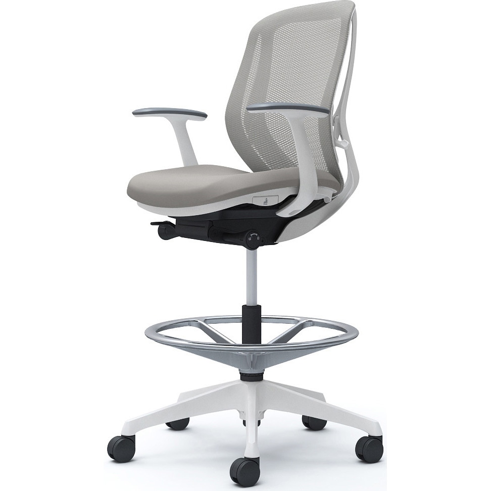 C641JW FMR3 シルフィー 固定肘 背メッシュ ロー ハイチェア ホワイトボディ ハンガー無 ランバー無 樹脂脚 1脚 オカムラ(岡村製作所) 【通販モノタロウ】