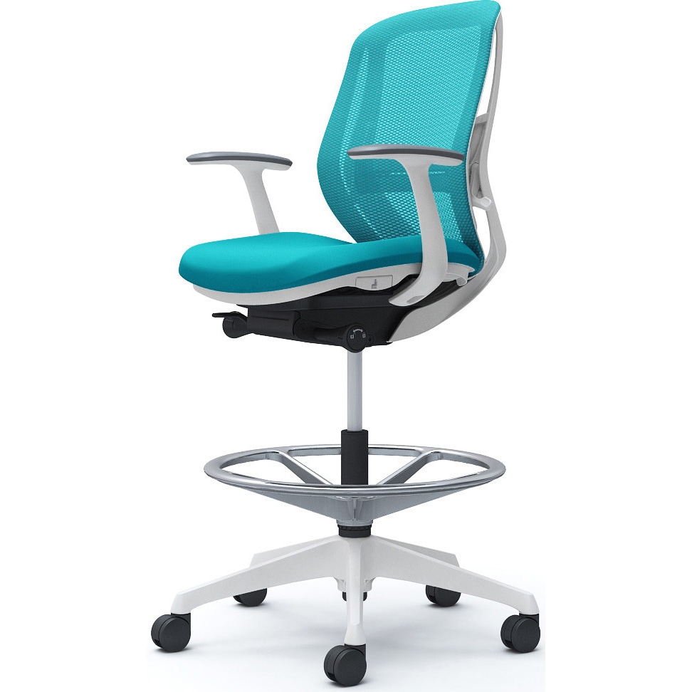 C641JZ FMR6 シルフィー 固定肘 背メッシュ ロー ハイチェア ホワイトボディ ハンガー無 ランバー付 樹脂脚 1脚 オカムラ(岡村製作所) 【通販モノタロウ】