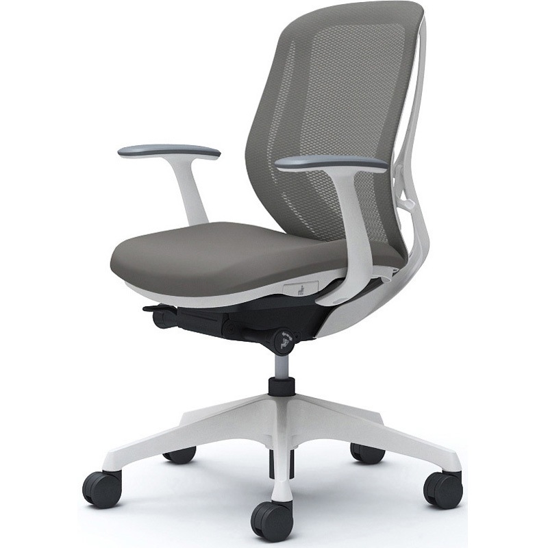 C641XW FMR2 シルフィー 固定肘 背メッシュ ロー ホワイトボディ ハンガー無 ランバー無 樹脂脚 オカムラ(岡村製作所) デザインアーム ミディアムグレー色   C641XW FMR2 51,588円