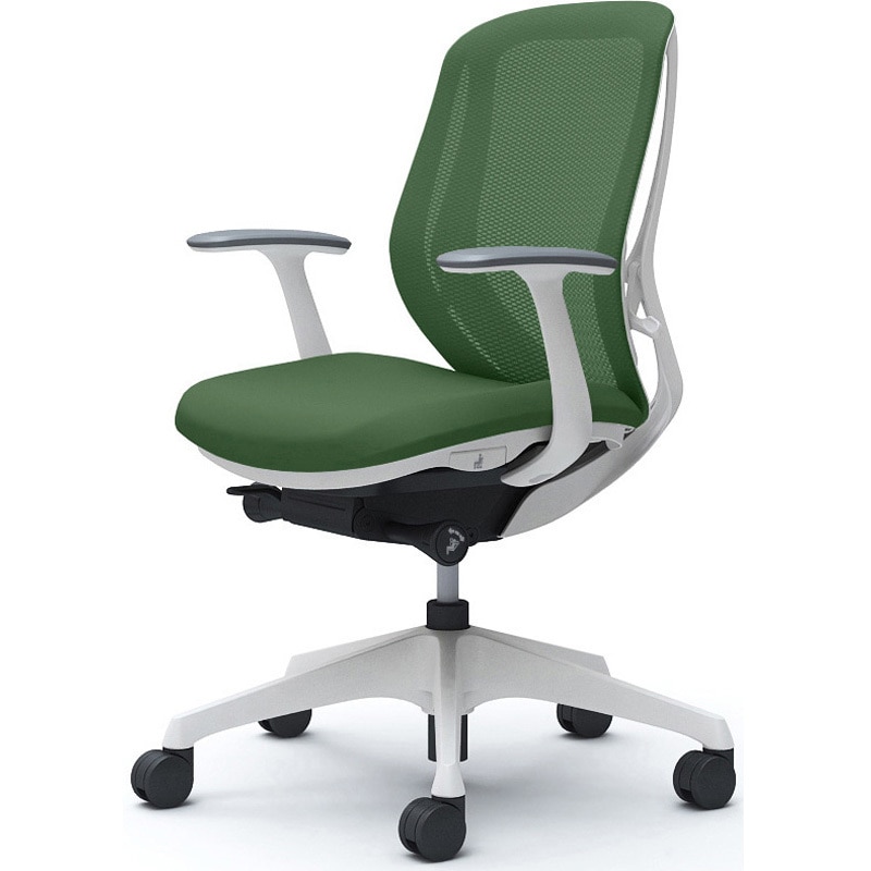 C641XW FMR5 シルフィー 固定肘 背メッシュ ロー ホワイトボディ ハンガー無 ランバー無 樹脂脚 オカムラ(岡村製作所) デザインアーム ダークグリーン色   C641XW FMR5 51,588円