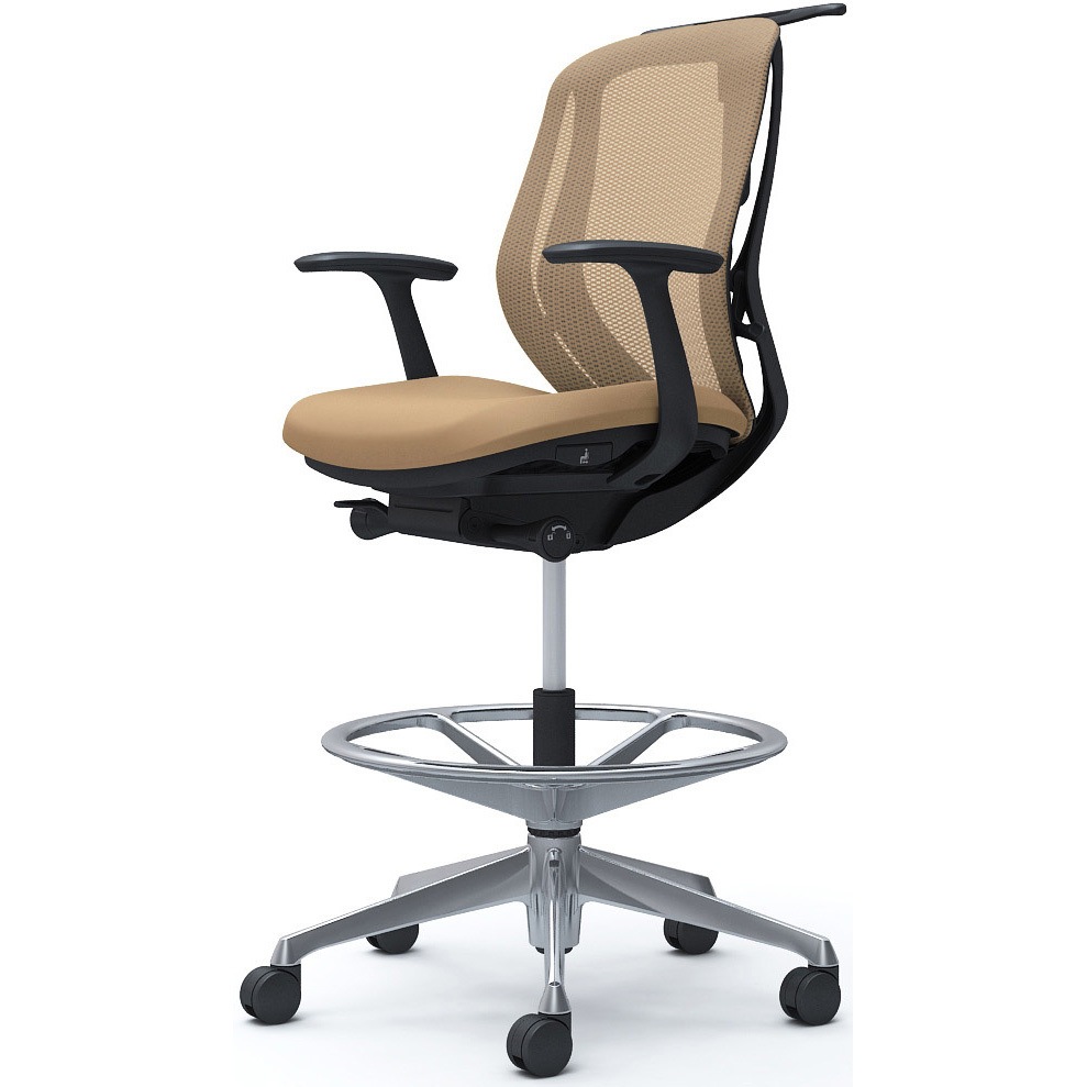 C642HR FMP7 シルフィー 固定肘 背メッシュ ロー ハイチェア ブラックボディ ハンガー付 ランバー無 アルミ脚 1脚 オカムラ(岡村製作所) 【通販モノタロウ】