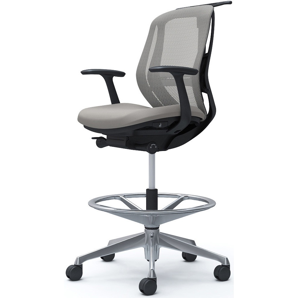 C642HS FMR3 シルフィー 固定肘 背メッシュ ロー ハイチェア ブラックボディ ハンガー付 ランバー付 アルミ脚 1脚 オカムラ(岡村製作所) 【通販モノタロウ】