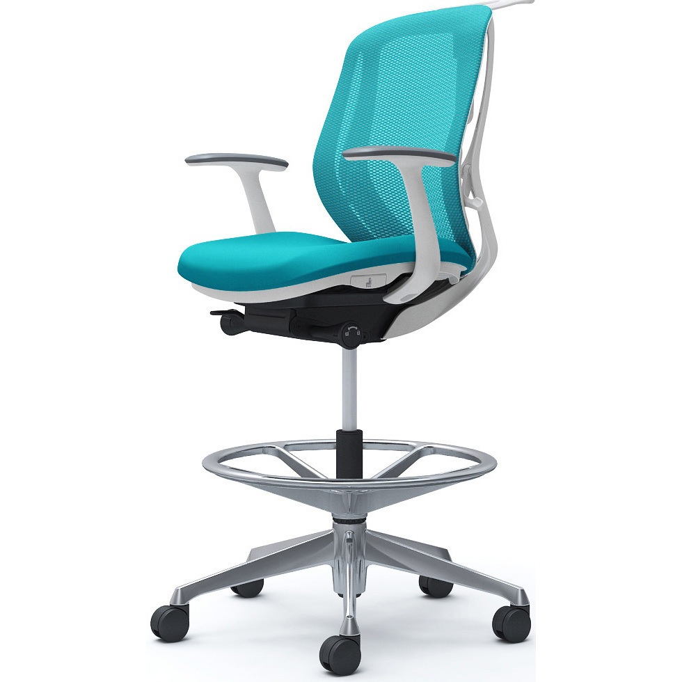 C642HW FMR6 シルフィー 固定肘 背メッシュ ロー ハイチェア ホワイトボディ ハンガー付 ランバー無 アルミ脚 1脚 オカムラ(岡村製作所) 【通販モノタロウ】