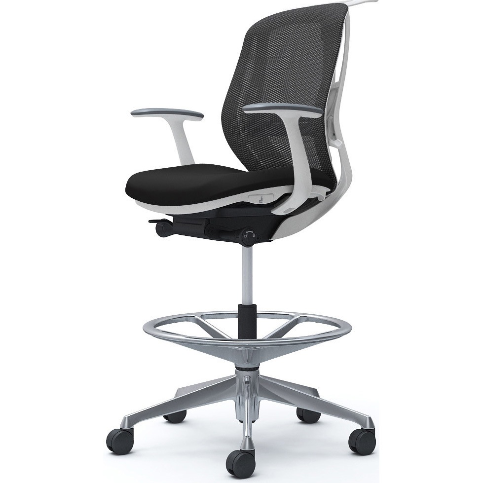 C642HZ FMP1 シルフィー 固定肘 背メッシュ ロー ハイチェア ホワイトボディ ハンガー付 ランバー付 アルミ脚 1脚 オカムラ(岡村製作所) 【通販モノタロウ】