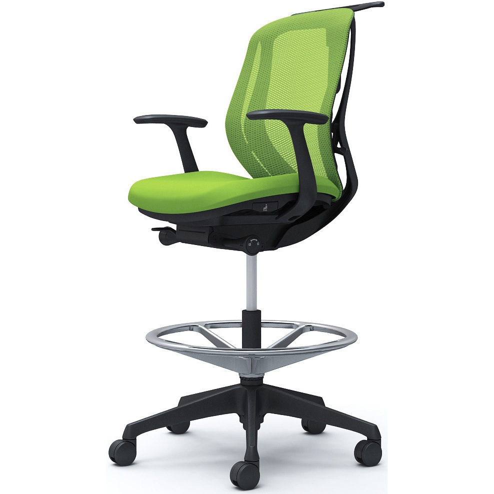 C642JR FMP5 シルフィー 固定肘 背メッシュ ロー ハイチェア ブラックボディ ハンガー付 ランバー無 樹脂脚 1脚 オカムラ(岡村製作所) 【通販モノタロウ】