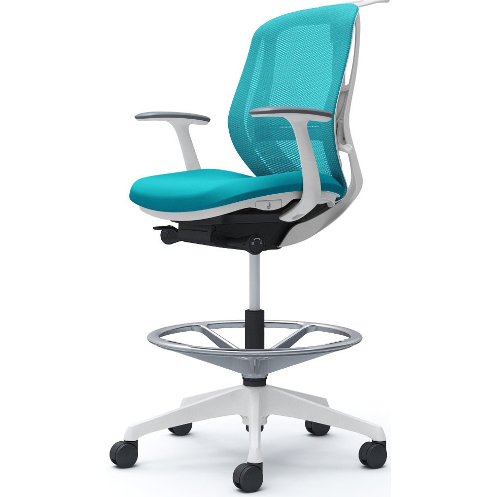 C642JZ FMR6 シルフィー 固定肘 背メッシュ ロー ハイチェア ホワイトボディ ハンガー付 ランバー付 樹脂脚 1脚 オカムラ(岡村製作所) 【通販モノタロウ】