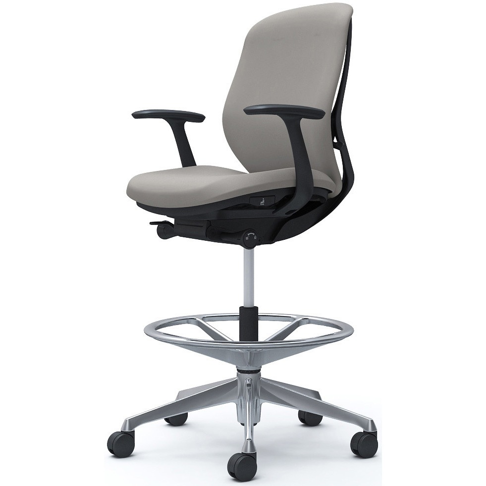 C643HR FSG3 シルフィー 固定肘 背クッション ロー ハイチェア ブラックボディ ハンガー無 ランバー無 アルミ脚 1脚 オカムラ(岡村製作所) 【通販モノタロウ】