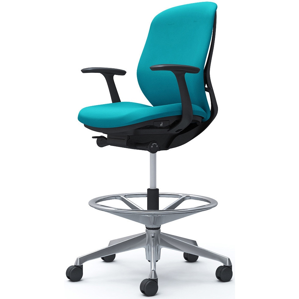 C643HR FSG6 シルフィー 固定肘 背クッション ロー ハイチェア ブラックボディ ハンガー無 ランバー無 アルミ脚 1脚 オカムラ(岡村製作所) 【通販モノタロウ】