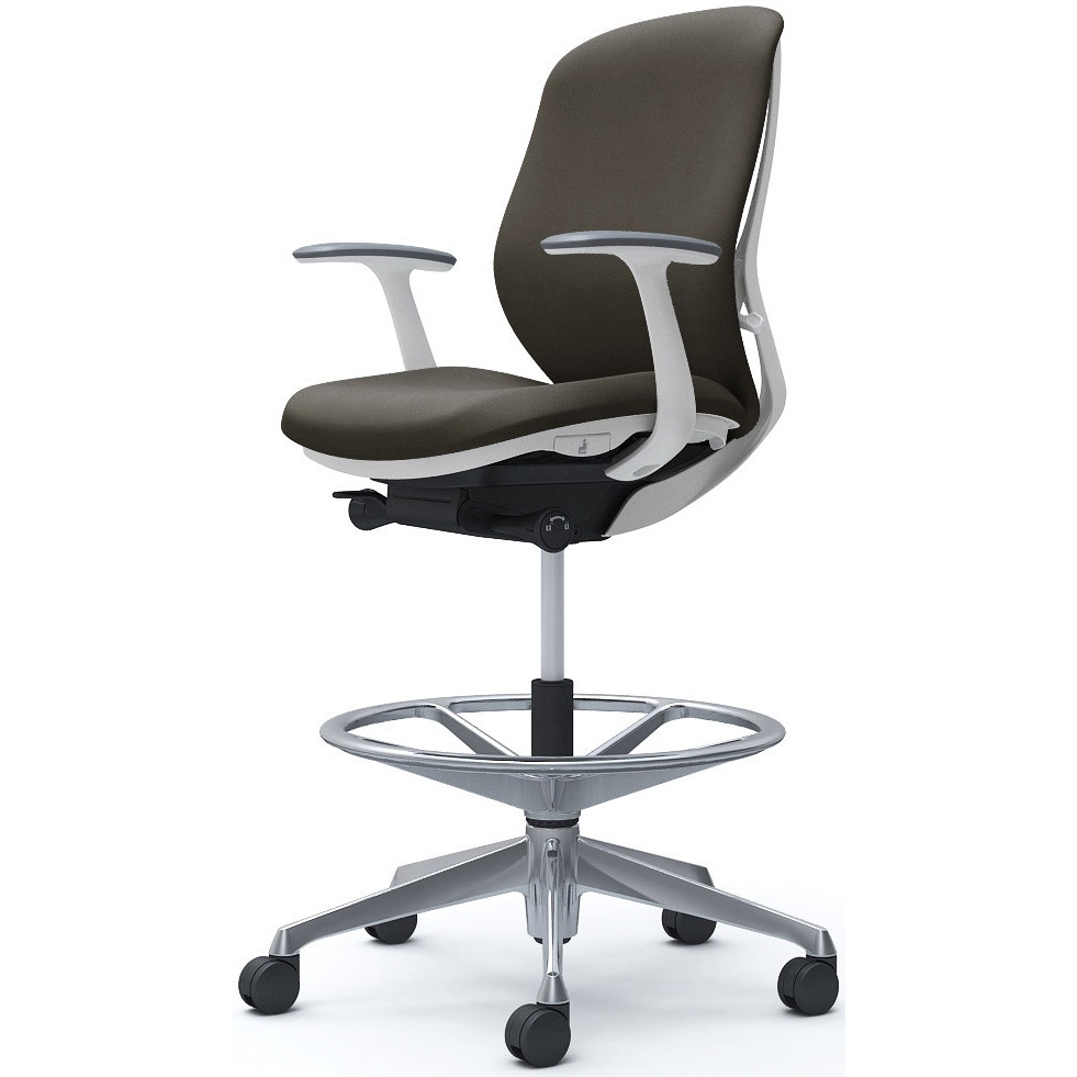 C643HW FXW3 シルフィー 固定肘 背クッション ロー ハイチェア ホワイトボディ ハンガー無 ランバー無 アルミ脚 1脚 オカムラ(岡村製作所) 【通販モノタロウ】