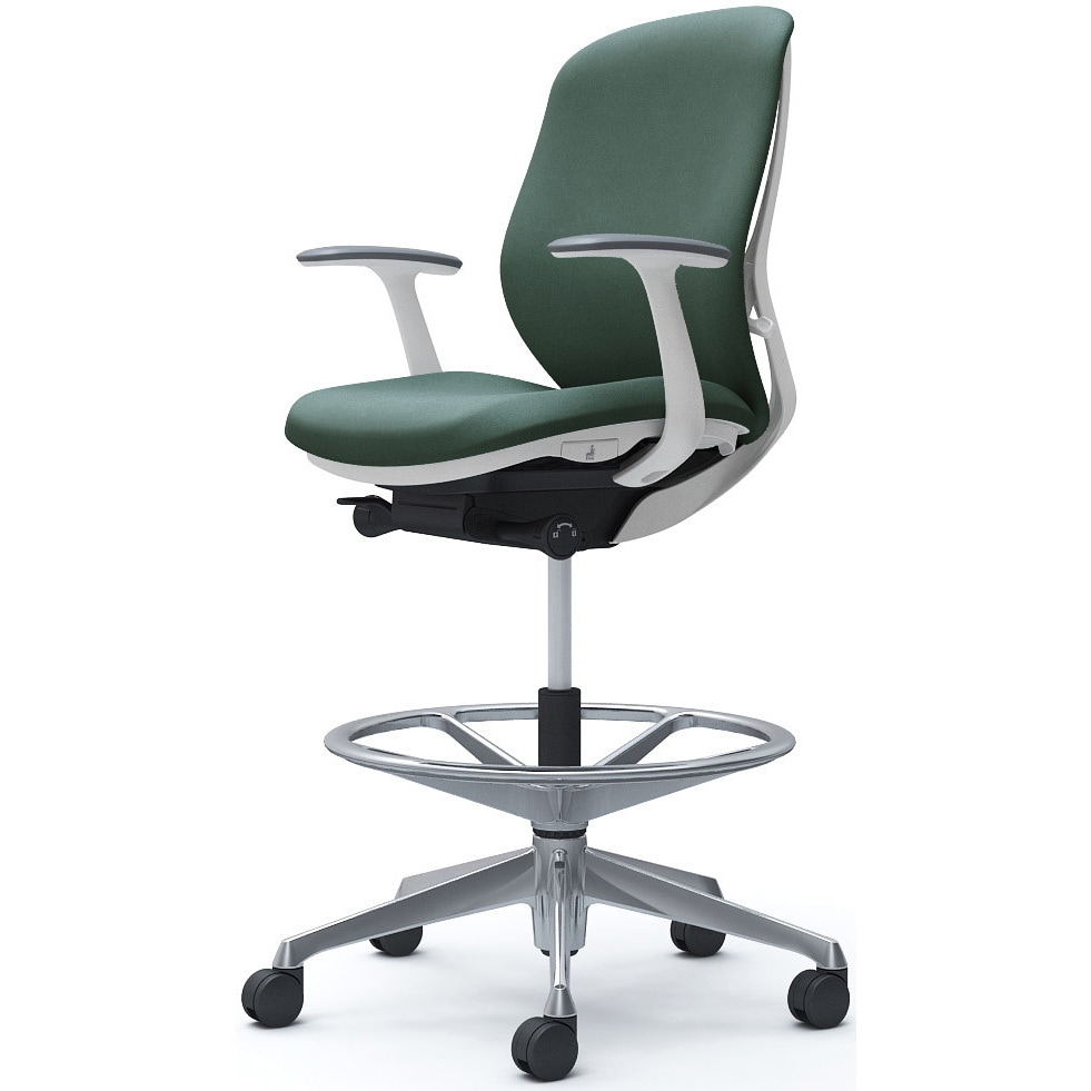 C643HW FXW5 シルフィー 固定肘 背クッション ロー ハイチェア ホワイトボディ ハンガー無 ランバー無 アルミ脚 1脚 オカムラ(岡村製作所) 【通販モノタロウ】 71,390円