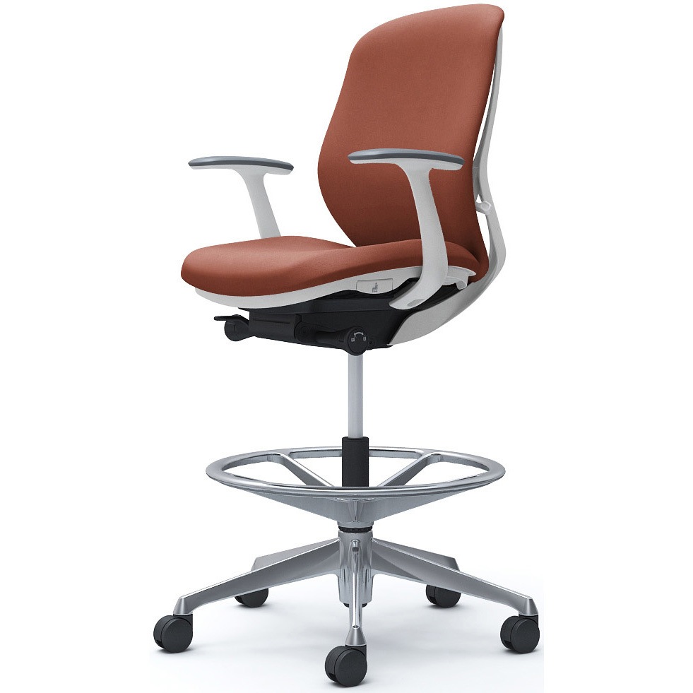 C643HW FXW6 シルフィー 固定肘 背クッション ロー ハイチェア ホワイトボディ ハンガー無 ランバー無 アルミ脚 1脚 オカムラ(岡村製作所) 【通販モノタロウ】