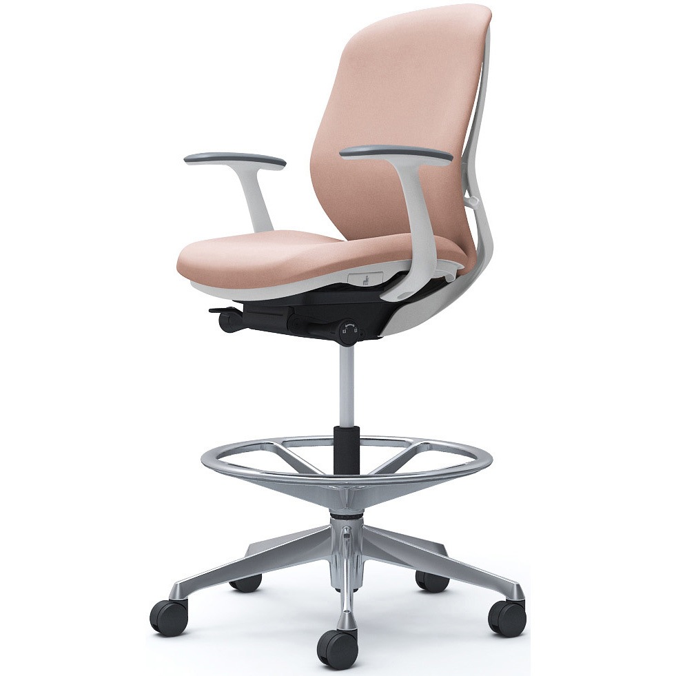 C643HW FXW8 シルフィー 固定肘 背クッション ロー ハイチェア ホワイトボディ ハンガー無 ランバー無 アルミ脚 1脚 オカムラ(岡村製作所) 【通販モノタロウ】 71,390円