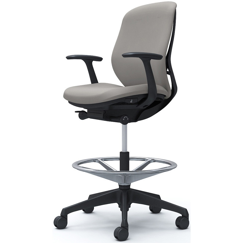 C643JR FSG3 シルフィー 固定肘 背クッション ロー ハイチェア ブラックボディ ハンガー無 ランバー無 樹脂脚 1脚 オカムラ(岡村製作所) 【通販モノタロウ】