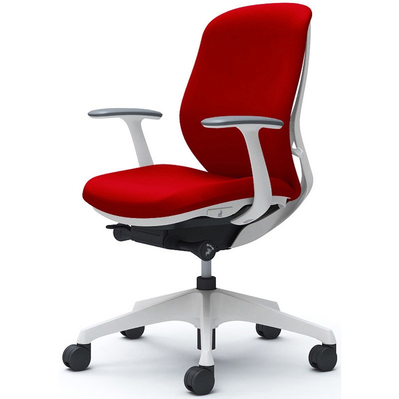 C643XW FSF9 シルフィー 固定肘 背クッション ロー ホワイトボディ ハンガー無 ランバー無 樹脂脚 オカムラ(岡村製作所) デザインアーム レッド色   C643XW FSF9