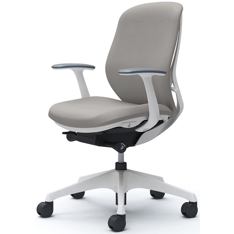 C643XW FSG3 シルフィー 固定肘 背クッション ロー ホワイトボディ ハンガー無 ランバー無 樹脂脚 オカムラ(岡村製作所) デザインアーム ライトグレー色   C643XW FSG3