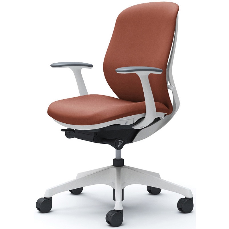 C643XW FXW6 シルフィー 固定肘 背クッション ロー ホワイトボディ ハンガー無 ランバー無 樹脂脚 オカムラ(岡村製作所) デザインアーム テラコッタ色   C643XW FXW6