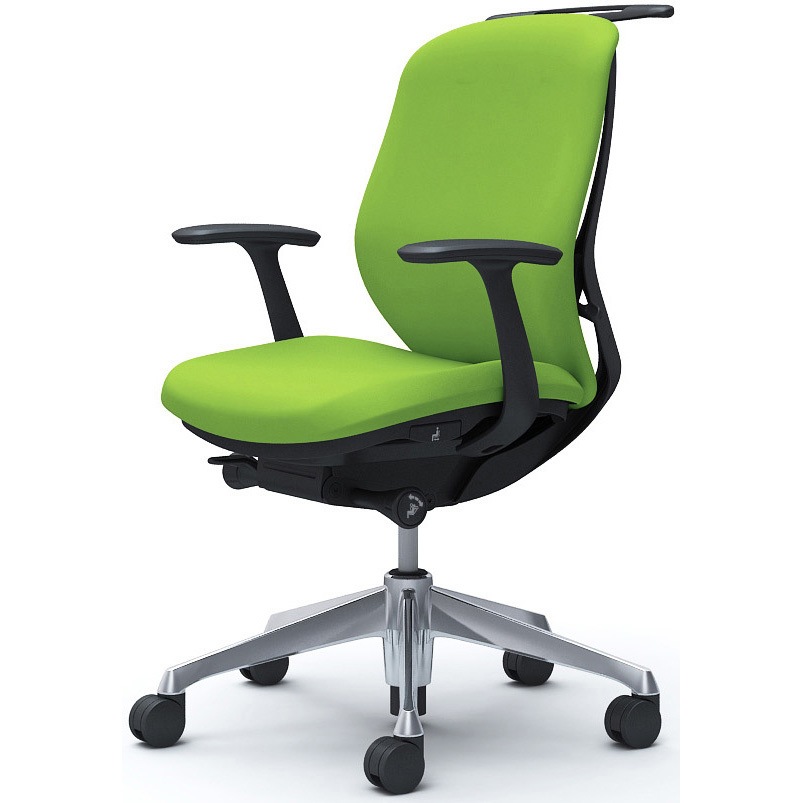 C644BR FSF5 シルフィー 固定肘 背クッション ロー ブラックボディ ハンガー有 ランバー無 アルミ脚 オカムラ(岡村製作所) デザインアーム ライムグリーン色   C644BR FSF5 65,890円