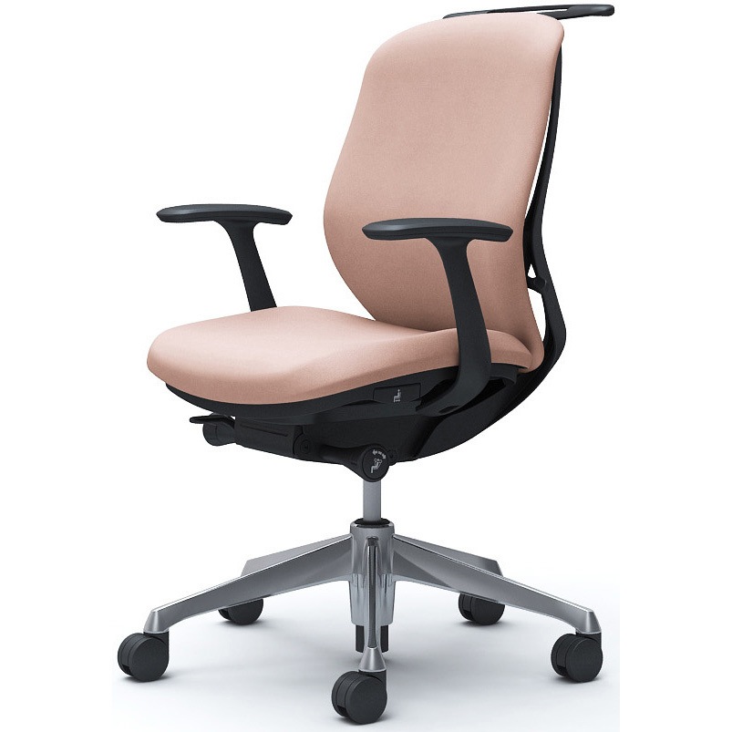 C644BR FXW8 シルフィー 固定肘 背クッション ロー ブラックボディ ハンガー有 ランバー無 アルミ脚 オカムラ(岡村製作所) デザインアーム ペールピンク色   C644BR FXW8