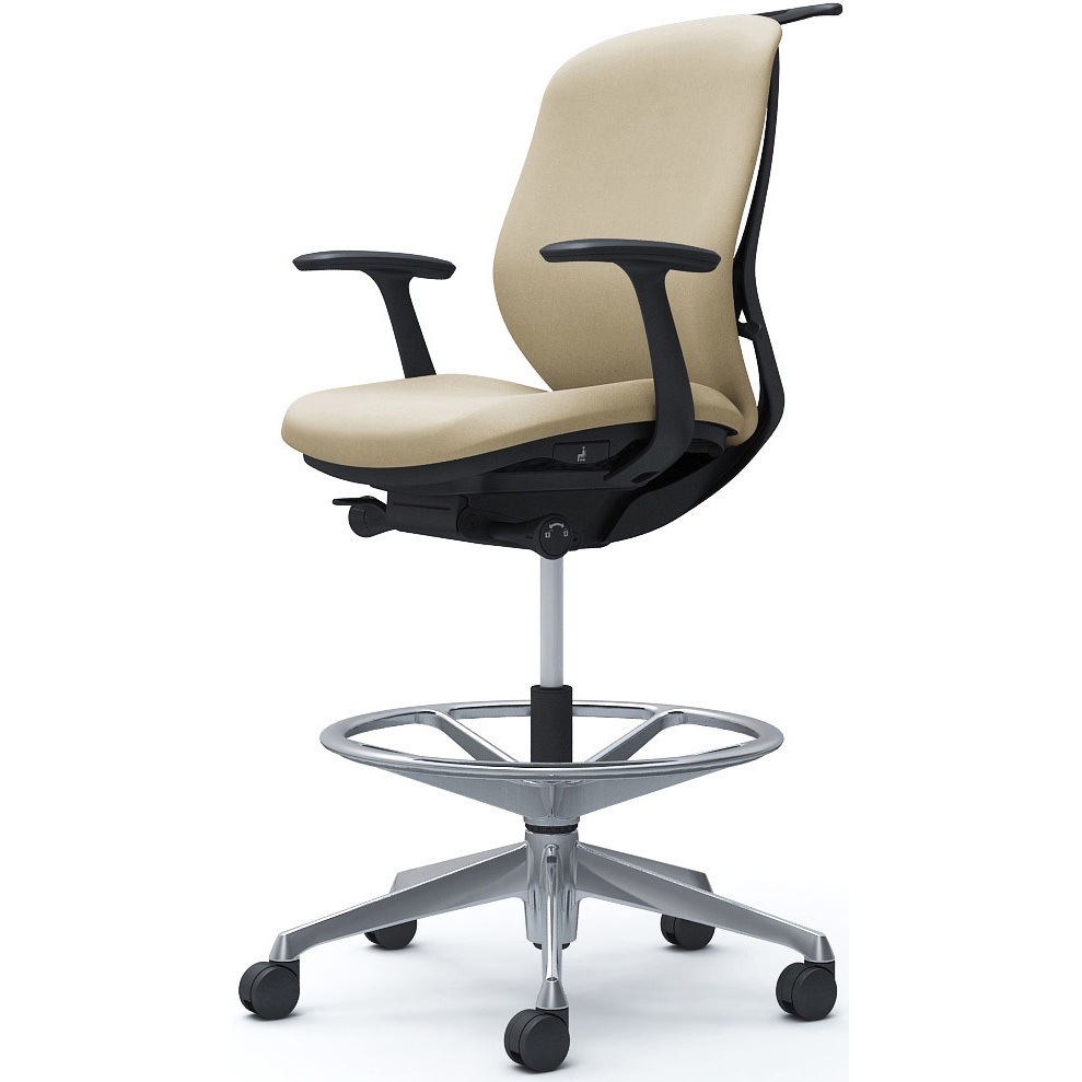 C644HR FXW2 シルフィー 固定肘 背クッション ロー ハイチェア ブラックボディ ハンガー付 ランバー無 アルミ脚 1脚 オカムラ(岡村製作所) 【通販モノタロウ】