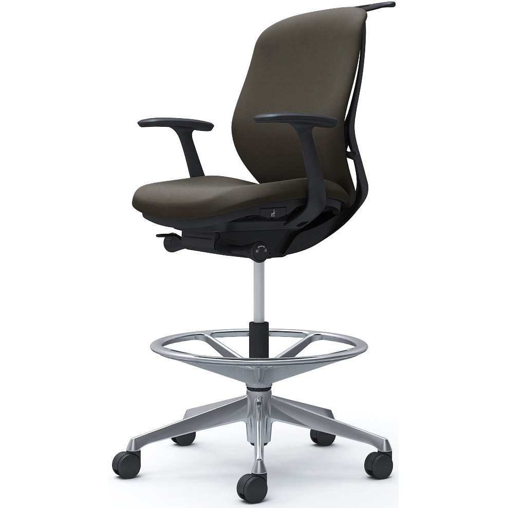 C644HR FXW3 シルフィー 固定肘 背クッション ロー ハイチェア ブラックボディ ハンガー付 ランバー無 アルミ脚 1脚 オカムラ(岡村製作所) 【通販モノタロウ】