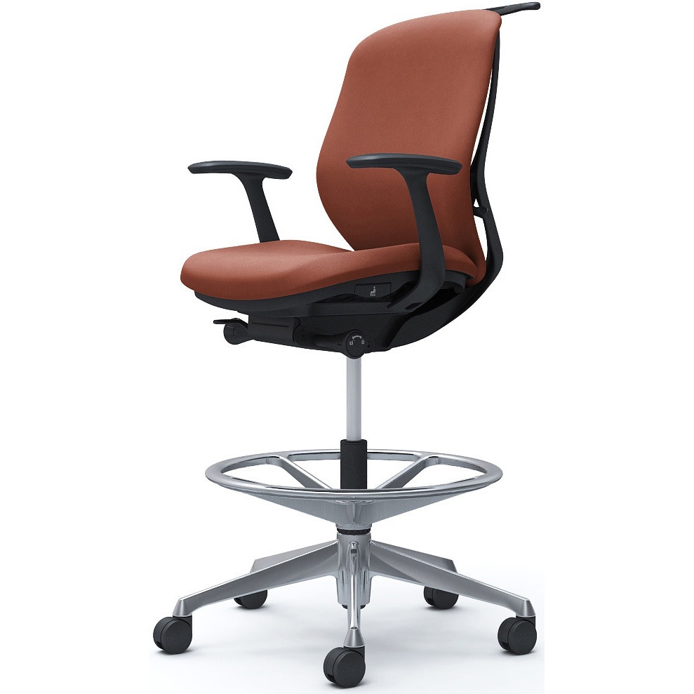 C644HR FXW6 シルフィー 固定肘 背クッション ロー ハイチェア ブラックボディ ハンガー付 ランバー無 アルミ脚 1脚 オカムラ(岡村製作所) 【通販モノタロウ】