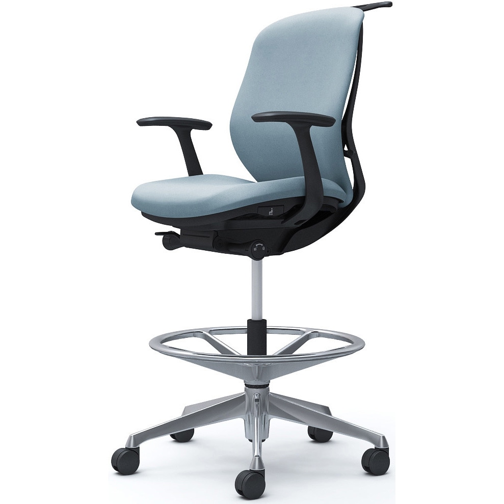 C644HR FXW9 シルフィー 固定肘 背クッション ロー ハイチェア ブラックボディ ハンガー付 ランバー無 アルミ脚 1脚 オカムラ(岡村製作所) 【通販モノタロウ】