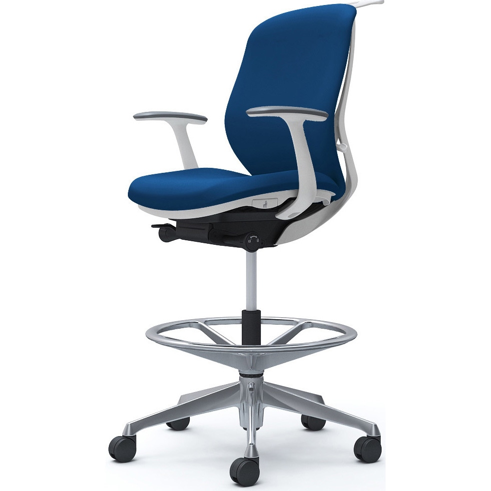 C644HW FSF3 シルフィー 固定肘 背クッション ロー ハイチェア ホワイトボディ ハンガー付 ランバー無 アルミ脚 1脚 オカムラ(岡村製作所) 【通販モノタロウ】