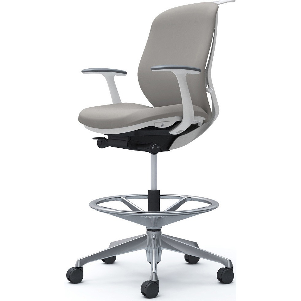 C644HW FSG3 シルフィー 固定肘 背クッション ロー ハイチェア ホワイトボディ ハンガー付 ランバー無 アルミ脚 1脚 オカムラ(岡村製作所) 【通販モノタロウ】