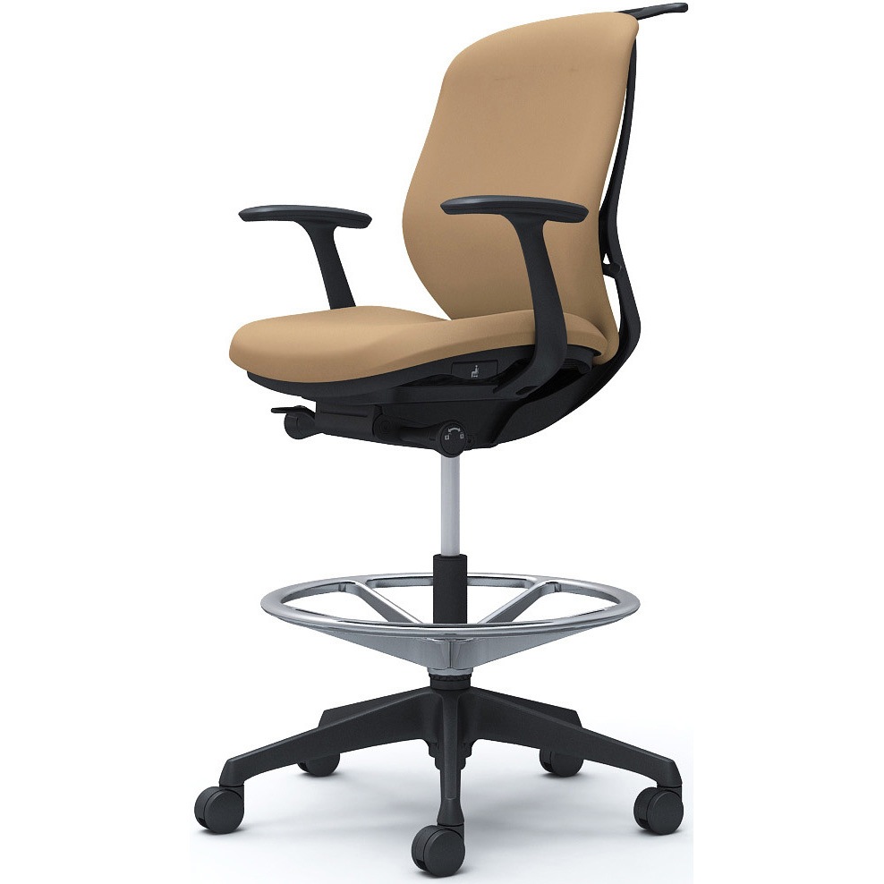 C644JR FSF7 シルフィー 固定肘 背クッション ロー ハイチェア ブラックボディ ハンガー付 ランバー無 樹脂脚 1脚 オカムラ(岡村製作所) 【通販モノタロウ】