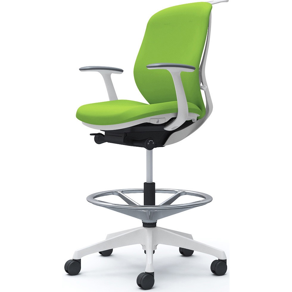 C644JW FSF5 シルフィー 固定肘 背クッション ロー ハイチェア ホワイトボディ ハンガー付 ランバー無 樹脂脚 1脚 オカムラ(岡村製作所) 【通販モノタロウ】