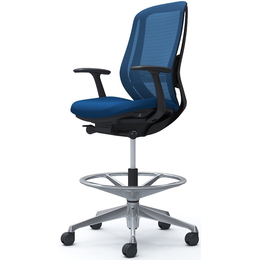 C645HS FMP3 シルフィー 固定肘 背メッシュ ハイ ハイチェア ブラックボディ ハンガー無 ランバー付 アルミ脚 1脚 オカムラ(岡村製作所) 【通販モノタロウ】