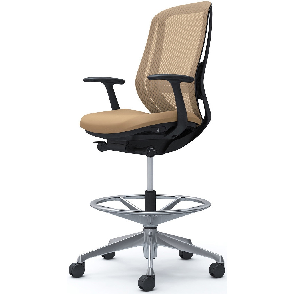 C645HS FMP7 シルフィー 固定肘 背メッシュ ハイ ハイチェア ブラックボディ ハンガー無 ランバー付 アルミ脚 1脚 オカムラ(岡村製作所) 【通販モノタロウ】