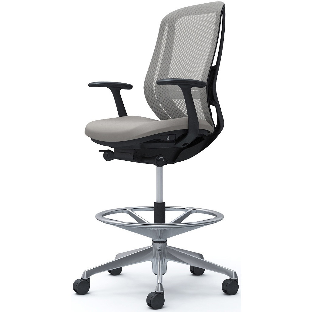 C645HS FMR3 シルフィー 固定肘 背メッシュ ハイ ハイチェア ブラックボディ ハンガー無 ランバー付 アルミ脚 1脚 オカムラ(岡村製作所) 【通販モノタロウ】