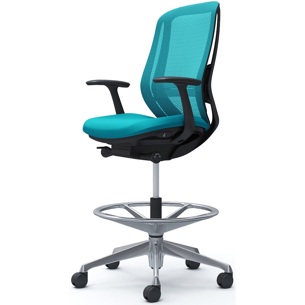 C645HS FMR6 シルフィー 固定肘 背メッシュ ハイ ハイチェア ブラックボディ ハンガー無 ランバー付 アルミ脚 1脚 オカムラ(岡村製作所) 【通販モノタロウ】