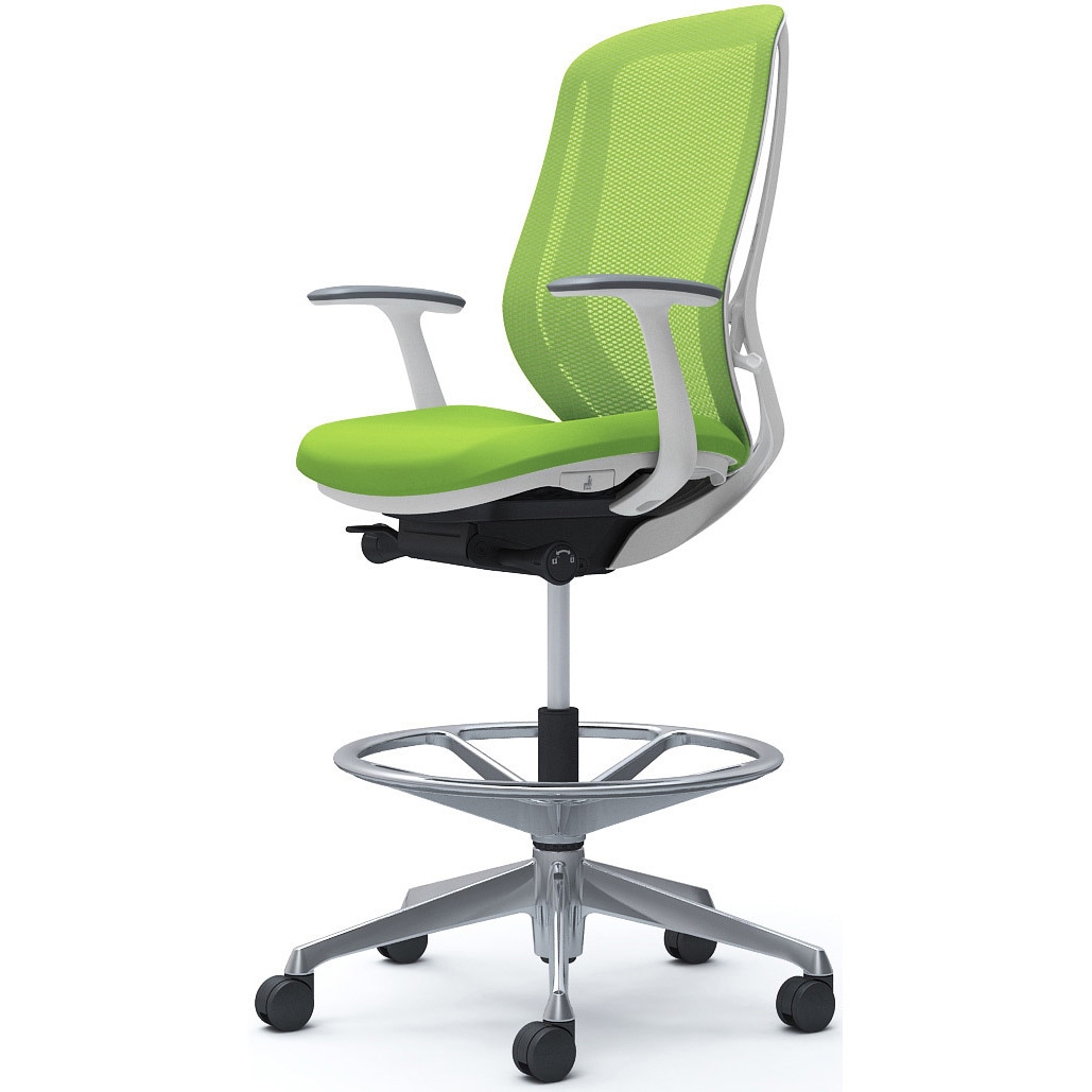 C645HW FMP5 シルフィー 固定肘 背メッシュ ハイ ハイチェア ホワイトボディ ハンガー無 ランバー無 アルミ脚 1脚 オカムラ(岡村製作所) 【通販モノタロウ】