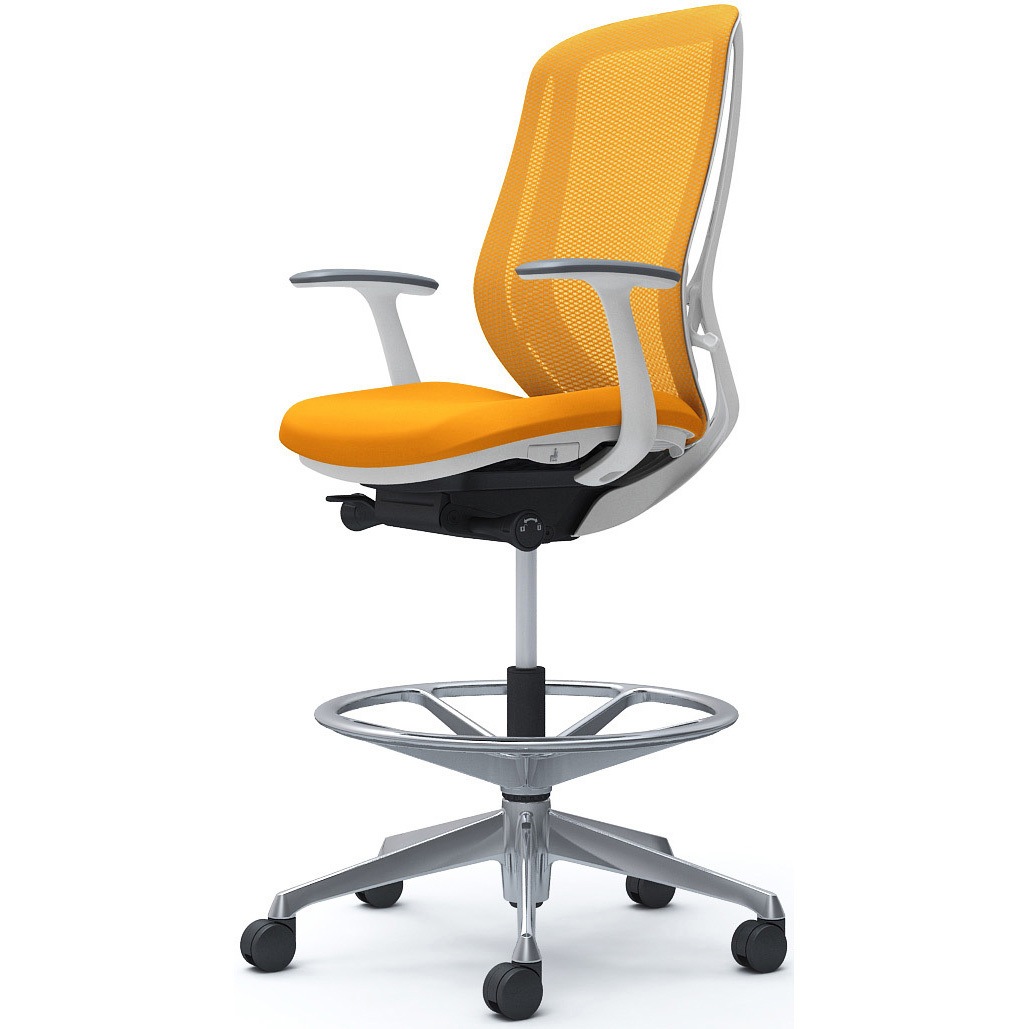 C645HW FMR8 シルフィー 固定肘 背メッシュ ハイ ハイチェア ホワイトボディ ハンガー無 ランバー無 アルミ脚 1脚 オカムラ(岡村製作所) 【通販モノタロウ】