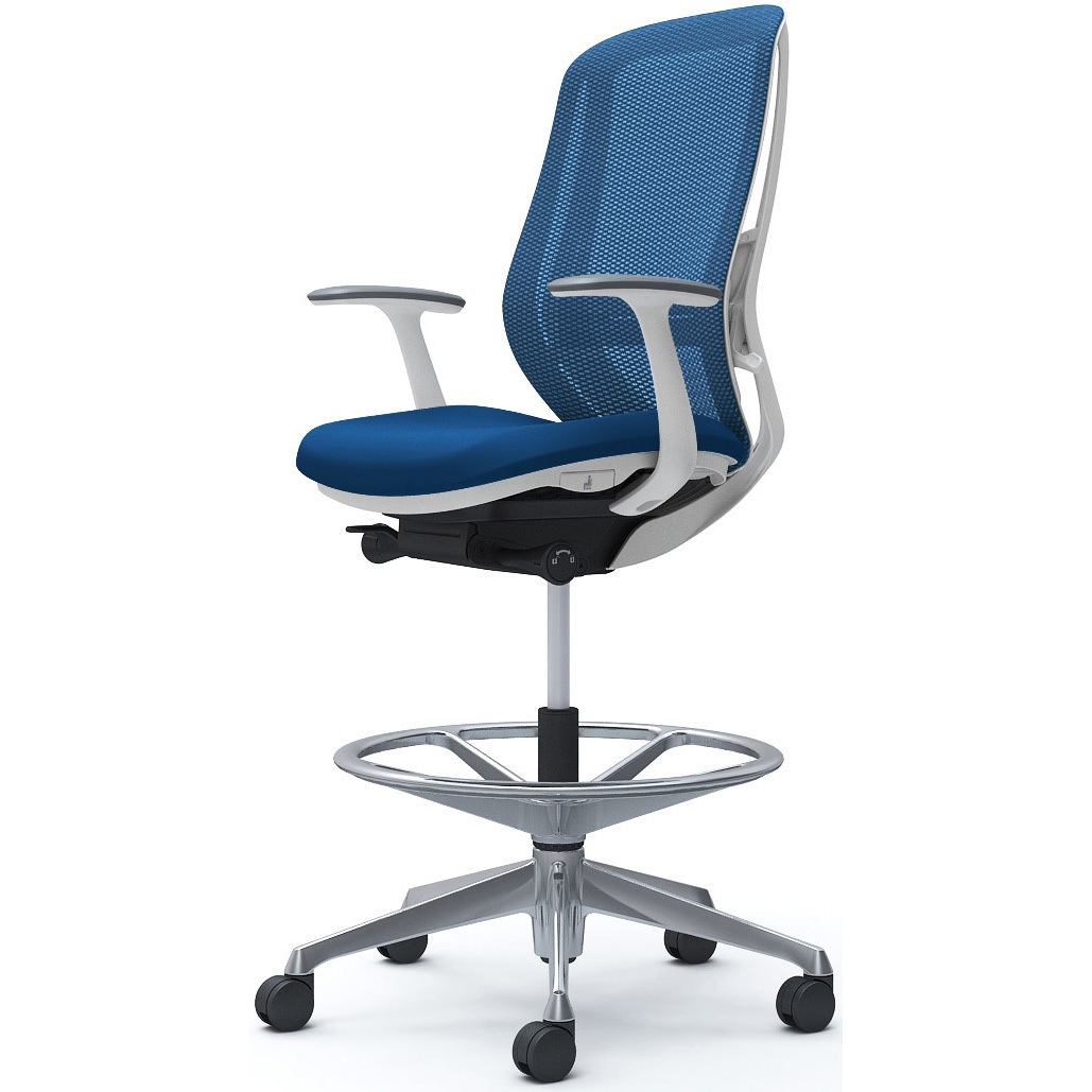 C645HZ FMP3 シルフィー 固定肘 背メッシュ ハイ ハイチェア ホワイトボディ ハンガー無 ランバー付 アルミ脚 1脚 オカムラ(岡村製作所) 【通販モノタロウ】