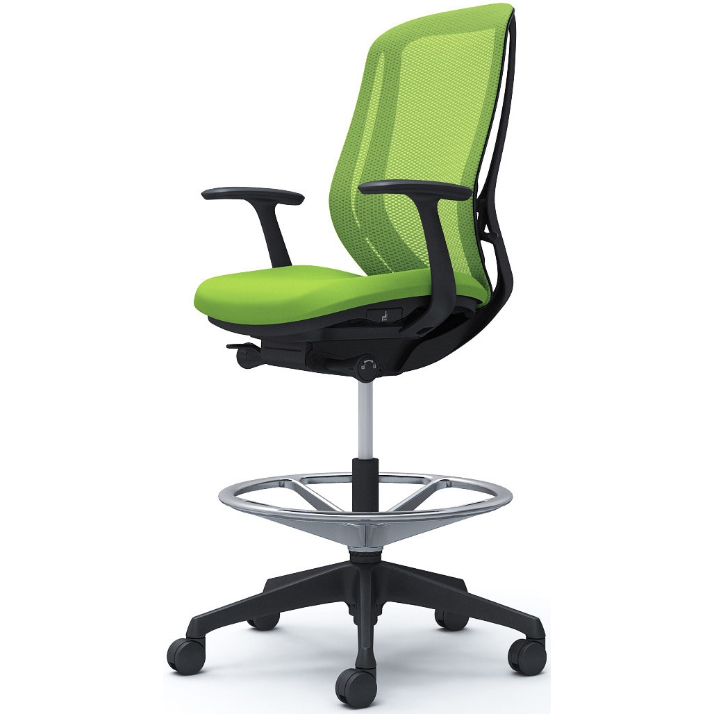 C645JR FMP5 シルフィー 固定肘 背メッシュ ハイ ハイチェア ブラックボディ ハンガー無 ランバー無 樹脂脚 1脚 オカムラ(岡村製作所) 【通販モノタロウ】