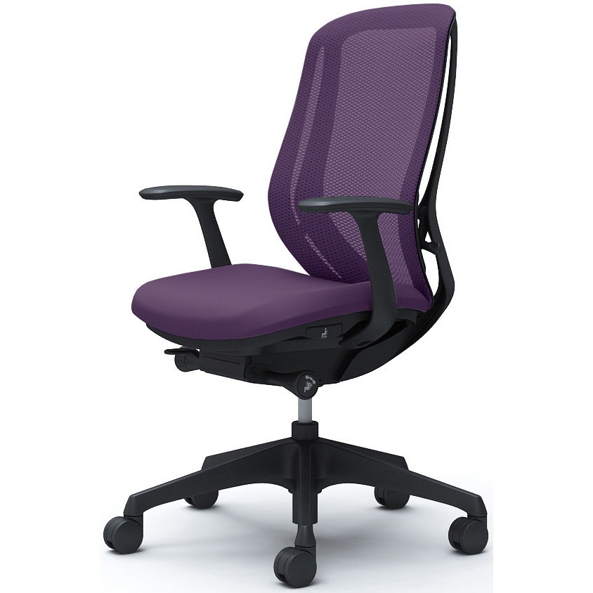 C645XR FMP0 シルフィー 固定肘 背メッシュ ハイ ブラックボディ ハンガー無 ランバー無 樹脂脚 オカムラ(岡村製作所) デザインアーム パープル色   C645XR FMP0