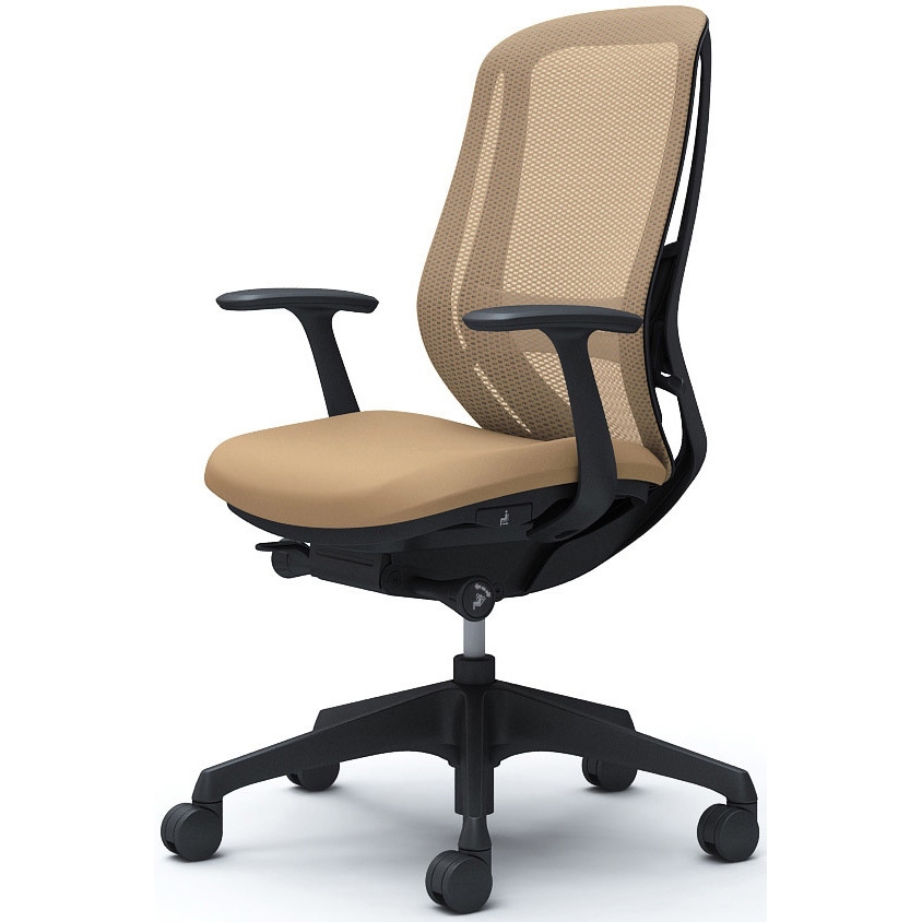 C645XS FMP7 シルフィー 固定肘 背メッシュ ハイ ブラックボディ ハンガー無 ランバー有 樹脂脚 オカムラ(岡村製作所) デザインアーム ベージュ色   C645XS FMP7