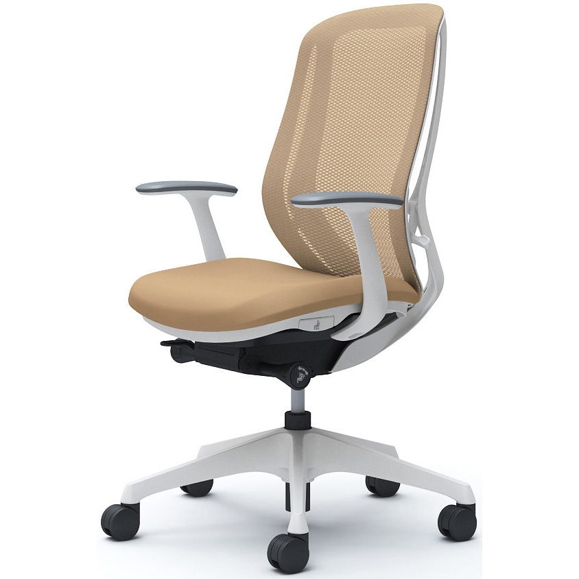 C645XW FMP7 シルフィー 固定肘 背メッシュ ハイ ホワイトボディ ハンガー無 ランバー無 樹脂脚 オカムラ(岡村製作所) デザインアーム ベージュ色   C645XW FMP7 55,188円