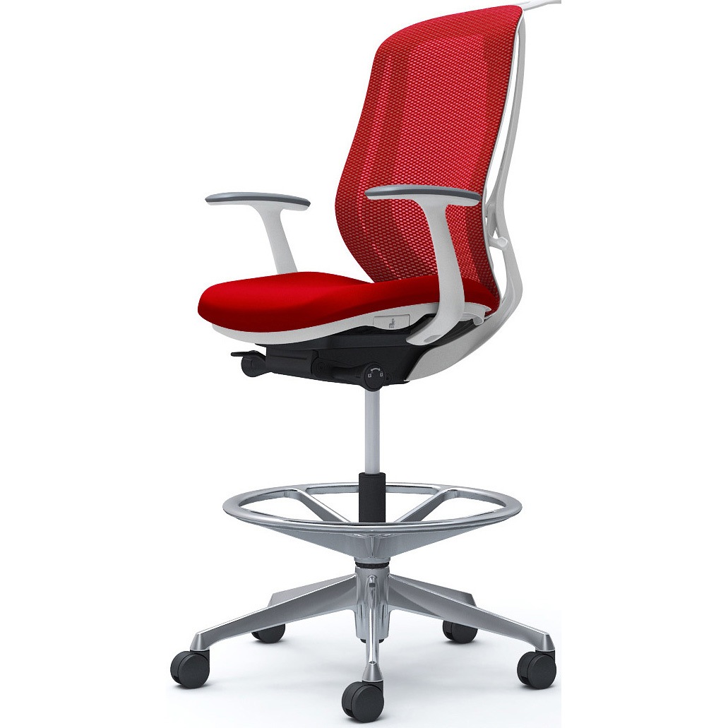 C646HW FMP9 シルフィー 固定肘 背メッシュ ハイ ハイチェア ホワイトボディ ハンガー付 ランバー無 アルミ脚 1脚 オカムラ(岡村製作所) 【通販モノタロウ】