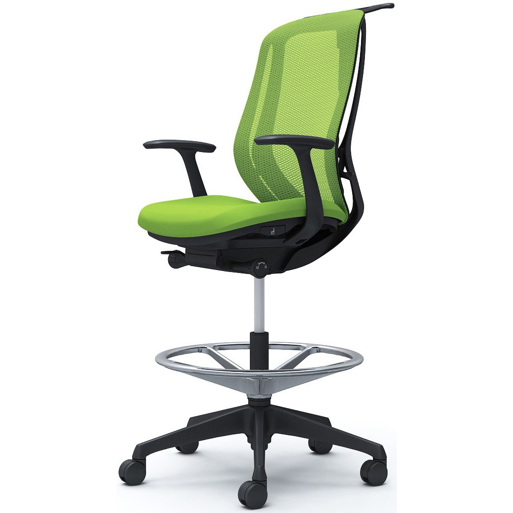 C646JR FMP5 シルフィー 固定肘 背メッシュ ハイ ハイチェア ブラックボディ ハンガー付 ランバー無 樹脂脚 1脚 オカムラ(岡村製作所) 【通販モノタロウ】