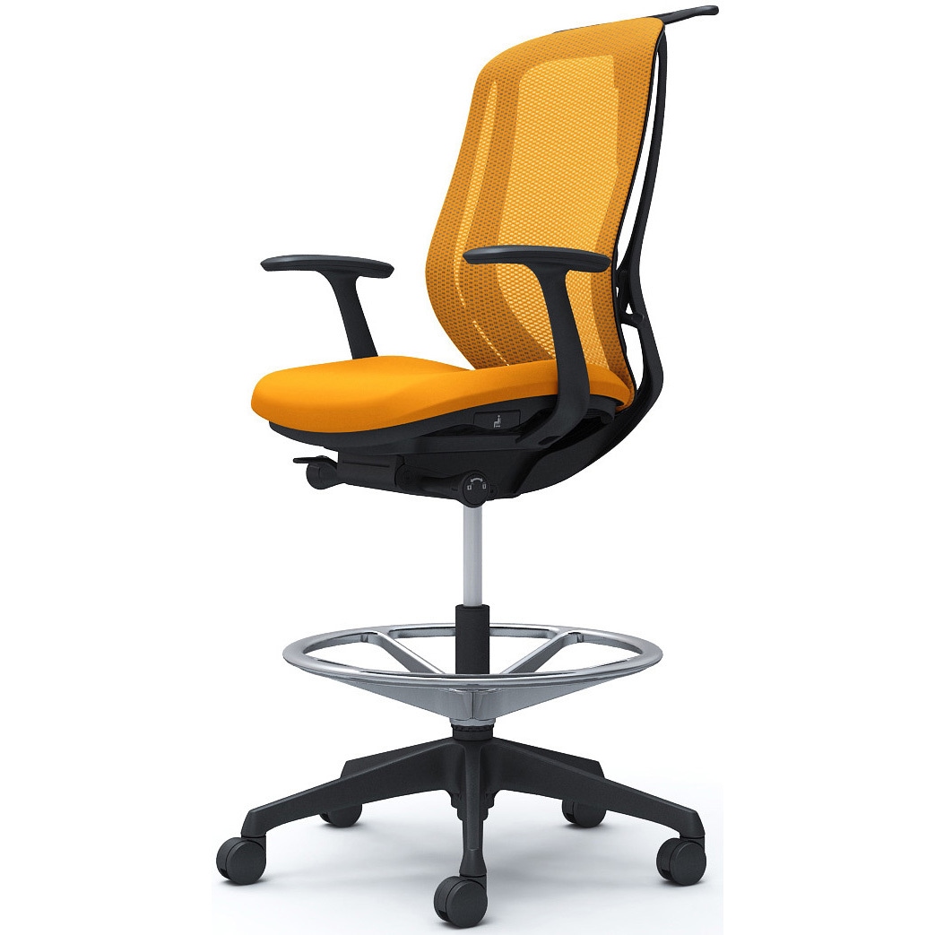 C646JR FMR8 シルフィー 固定肘 背メッシュ ハイ ハイチェア ブラックボディ ハンガー付 ランバー無 樹脂脚 1脚 オカムラ(岡村製作所) 【通販モノタロウ】