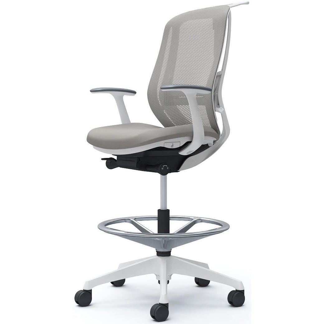 C646JZ FMR3 シルフィー 固定肘 背メッシュ ハイ ハイチェア ホワイトボディ ハンガー付 ランバー付 樹脂脚 1脚 オカムラ(岡村製作所) 【通販モノタロウ】